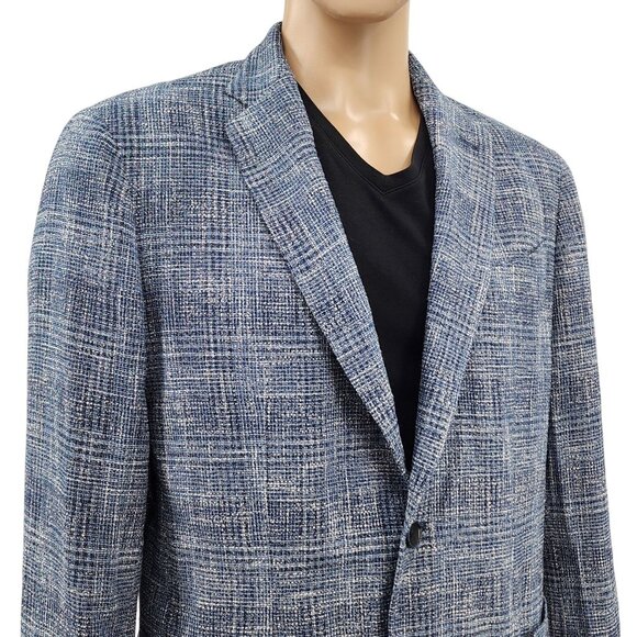 Nordstrom Signature Blue Textured Blazer Jacket 42L Cotton Acrylic Blend - Picture 1 of 11